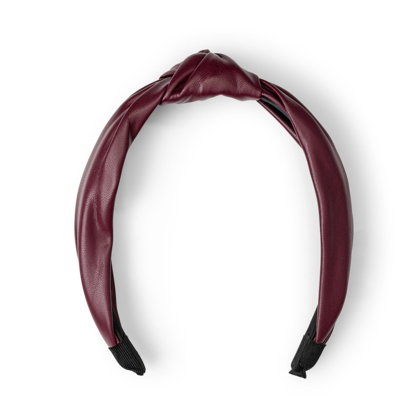 Leather Look Knotted Headband - Burgandy