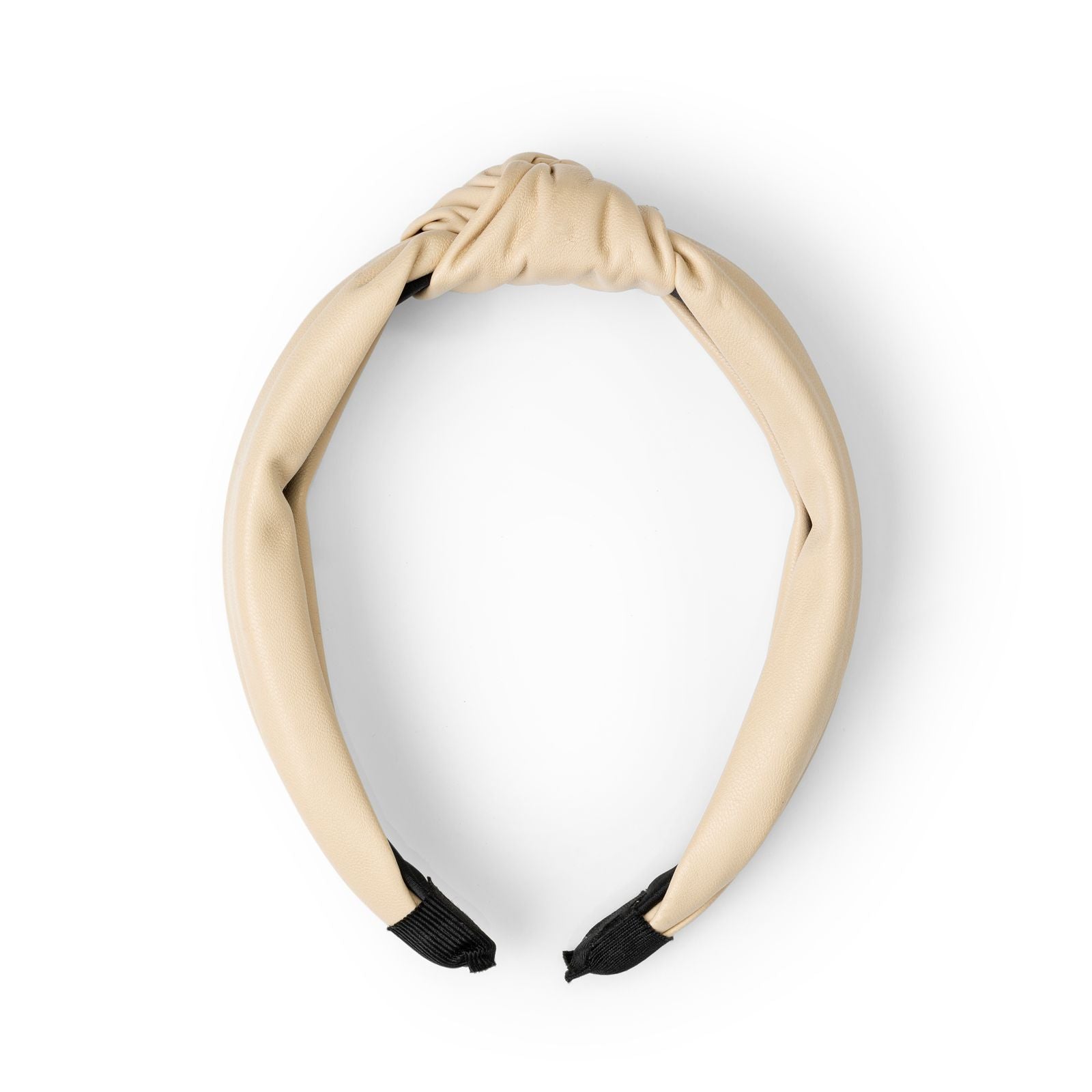 Leather Look Knotted Headband - Cream