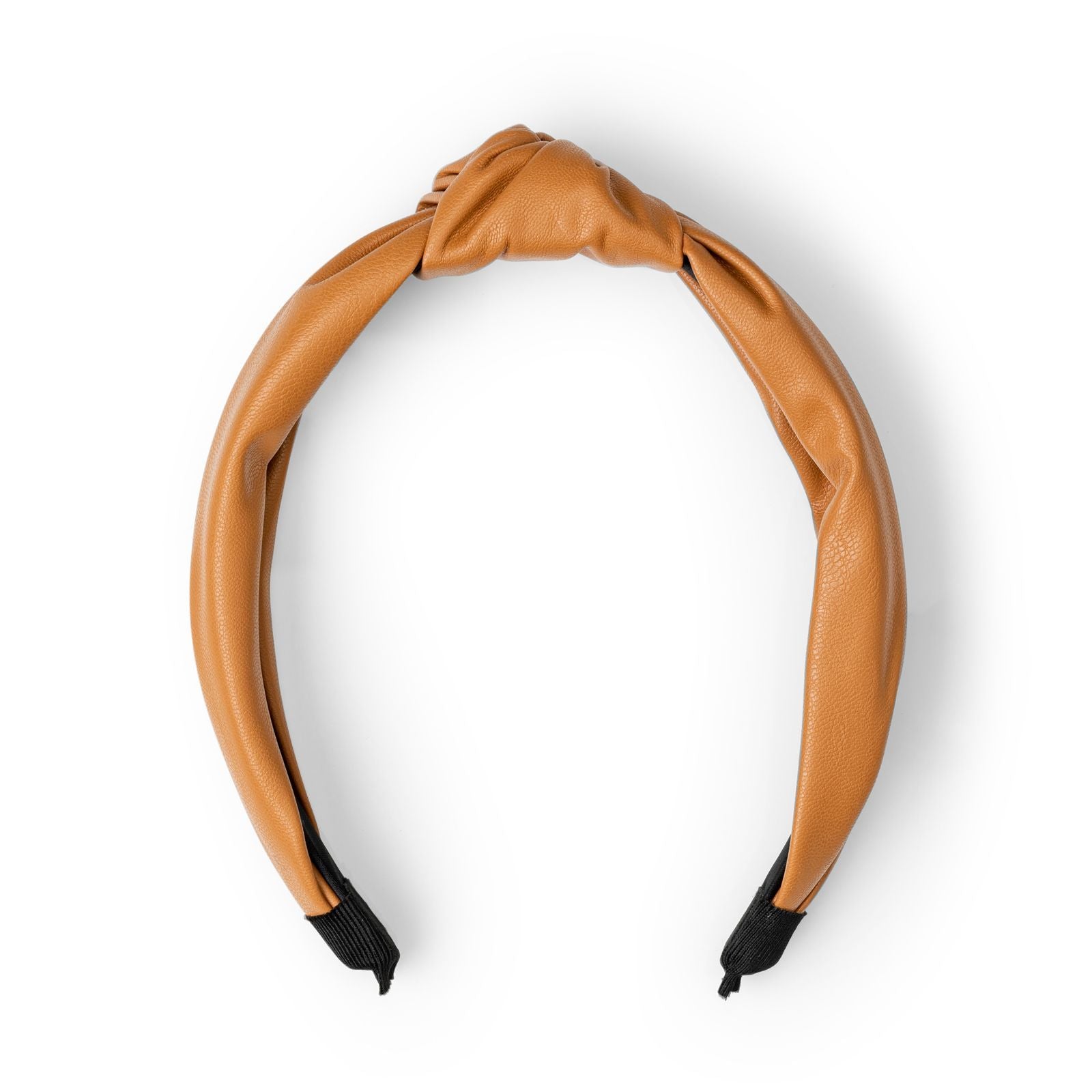 Leather Look Knotted Headband - Tan