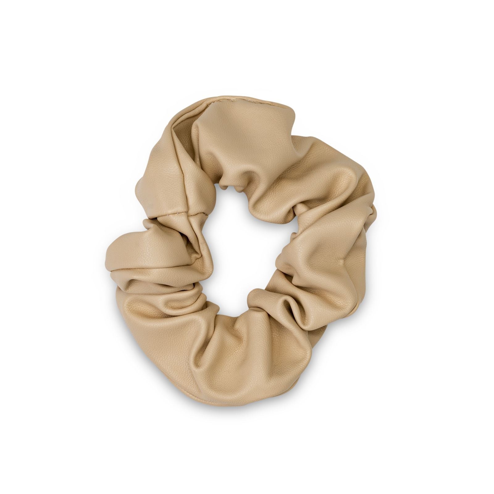 Leather Look Scrunchie - Cream