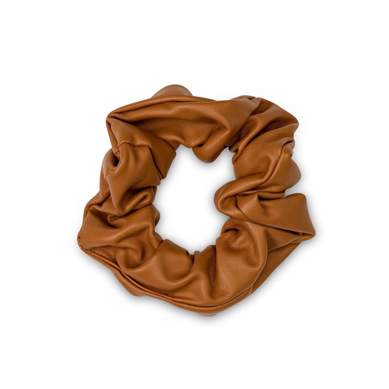 Leather Look Scrunchie - Tan