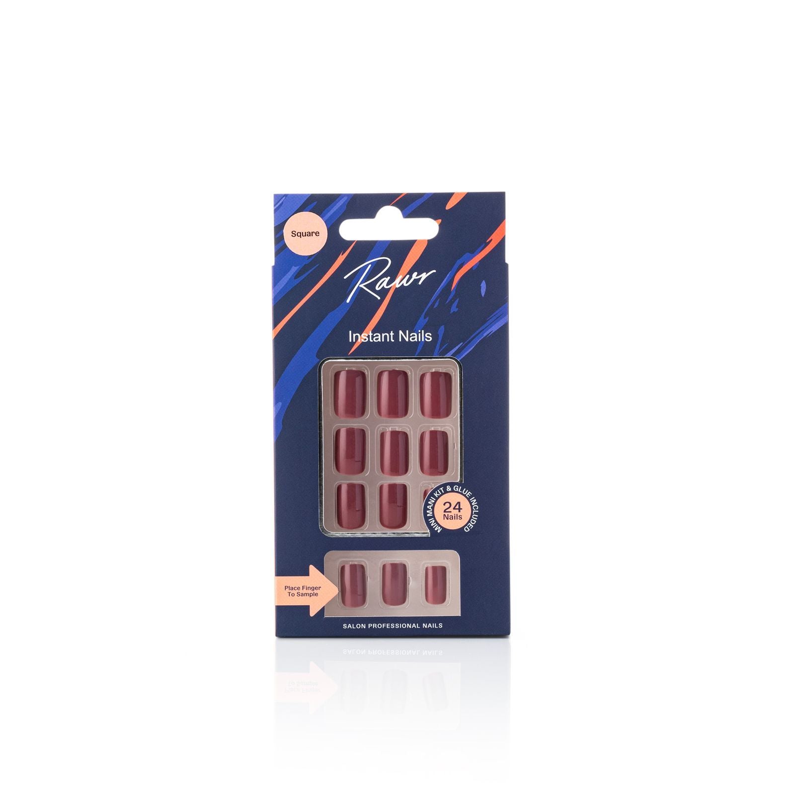 Stick On Nails Glossy Brown- Sqaure