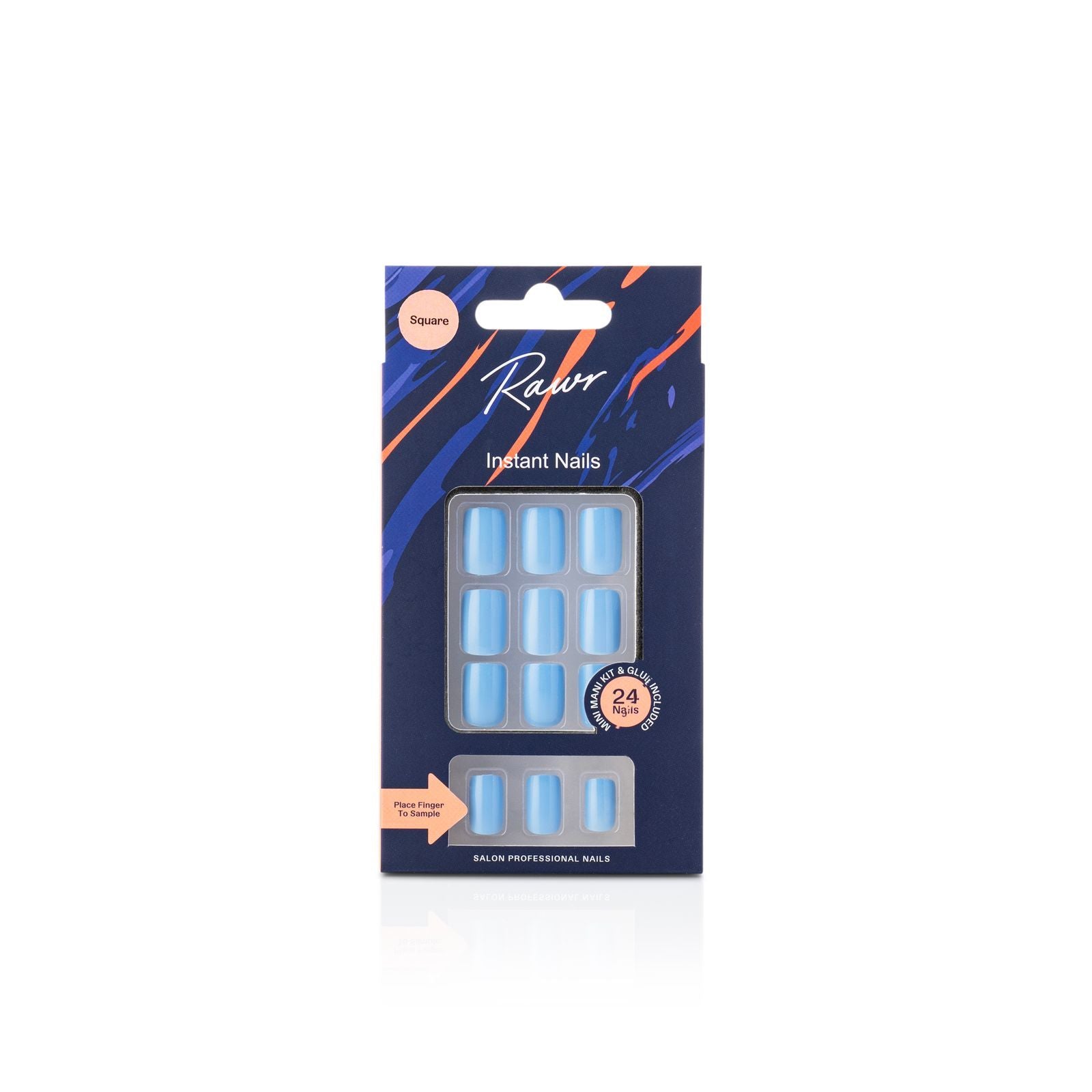 Stick On Nails Glossy Light Blue- Sqaure