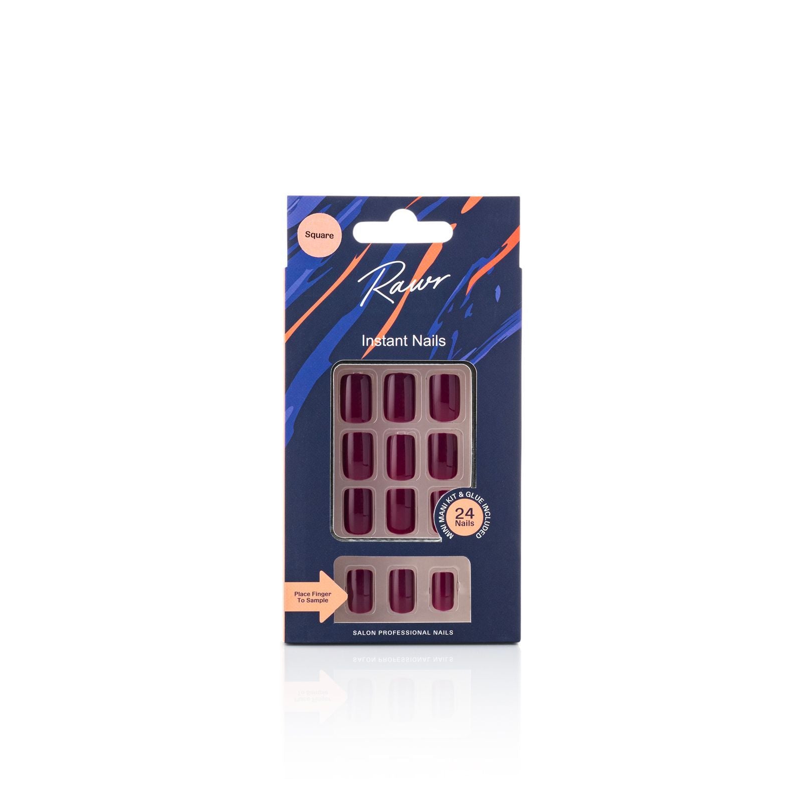 Stick On Nails Glossy Maroon- Square