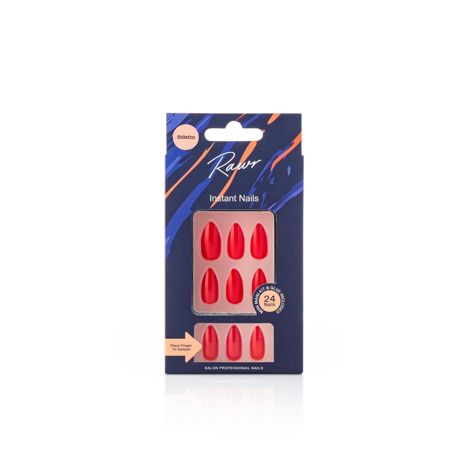 Stick On Nails Glossy Red-Stiletto